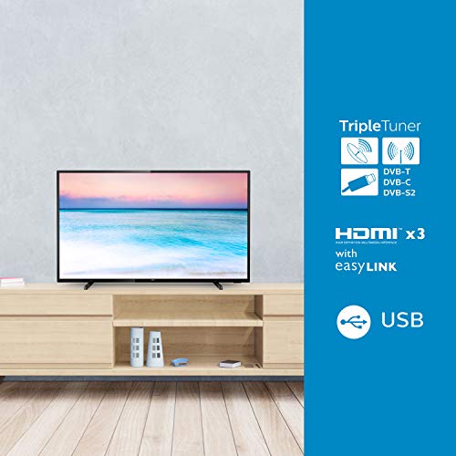 Philips 70PUS6504/12 Televisor 4K UHD de 178 cm (70 Pulgadas) (4K UHD, P5 Picture Engine, Dolby Vision, Dolby Atmos, HDR 10+, Saphi Smart TV, HDMI, USB), Color Negro (Modelo de 2019/2020)