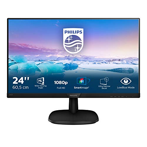 Philips Monitor 243V7QDSB/00- 24", FHD, 75Hz, IPS, Flicker Free, (1920x1080, 250cd/m² VESA, DSUB, HDMI)