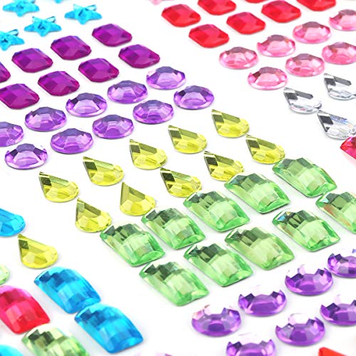 Phogary 870pcs 12 hojas autoadhesivas Rhinestone Sticker, Multicolor Bling Craft Jewels Crystal Gem Stickers