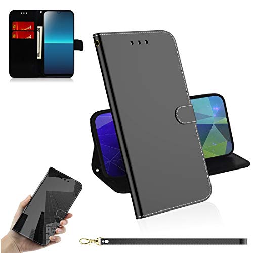 PHONETABLETCASE+ / for Compatible with Sony Xperia L4 Lmitated Mirror Surface Horizontal Flip Funda de Cuero con Soporte y tragamonedas de Tarjetas y Billetera y cordón,Protección de la Cubierta de l