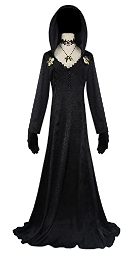 Piccodos Anime Resident Village Moth Lady Daniera Suit Disfraz Cosplay Vestido Negro Mujer L (pecho 98 cm)