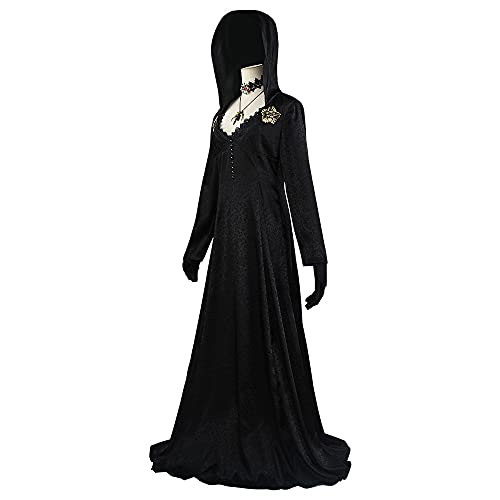 Piccodos Anime Resident Village Moth Lady Daniera Suit Disfraz Cosplay Vestido Negro Mujer L (pecho 98 cm)