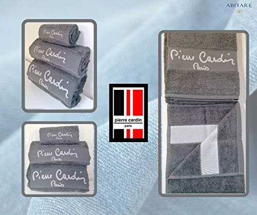 Pierre Cardin - Juego de 3 Toallas PC Logo - Tocador, Lavabo y Ducha - Gris Antracita