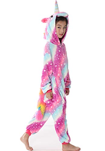 Pijama de unicornio para carnaval, Halloween, mono, animal, cosplay, con capucha, para adultos, Star Unicornio-2 (niño), 140