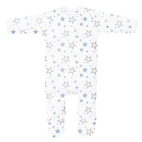 Pijama inspirado en Star Wars, diseñado e impreso en el Reino Unido con 100% algodón peinado fino, Blanco/Estrella Azul, 1 mes