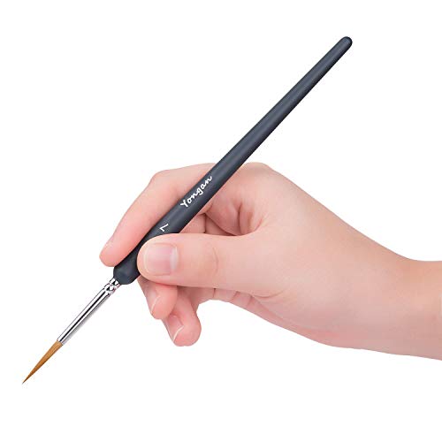 Pinceles para Pintura Yangbaga 10 Miniatura Cepillos para Pintura de Arte Brochas Redondas de Arte Profesionales, Juego de Pinceles para Pintar al Óleo/Acrílica/Acuarela(Negro)