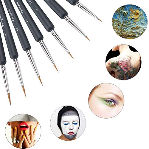 Pinceles para Pintura Yangbaga 10 Miniatura Cepillos para Pintura de Arte Brochas Redondas de Arte Profesionales, Juego de Pinceles para Pintar al Óleo/Acrílica/Acuarela(Negro)