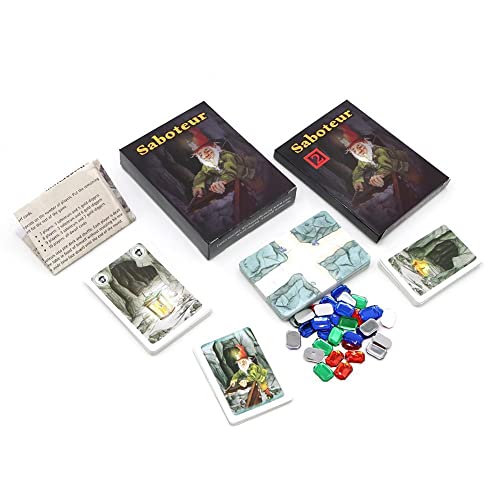 Pinicecore 1set Saboteur 1 + 2 Board Games Full English Base + Extension Dwarf Miner Jeu Funny Family Family Game