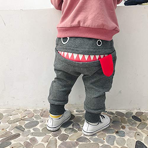 PinkLu Pantalones Harem De NiñOs TiburóN Gran Lengua Pantalones Bebé NiñOs NiñAs Dibujos Animados TiburóN Lengua Harem (6~12 meses/75-80cm, Gris)