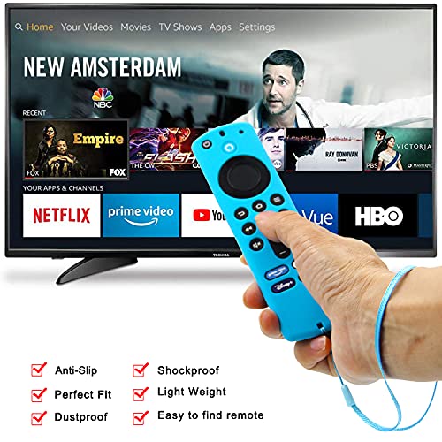 Pinowu Firestick - Funda para mando a distancia Firetv Stick (3ª generación), funda de silicona antideslizante a prueba de golpes con correa de muñeca para TV Stick 2021 (verde y turquesa)