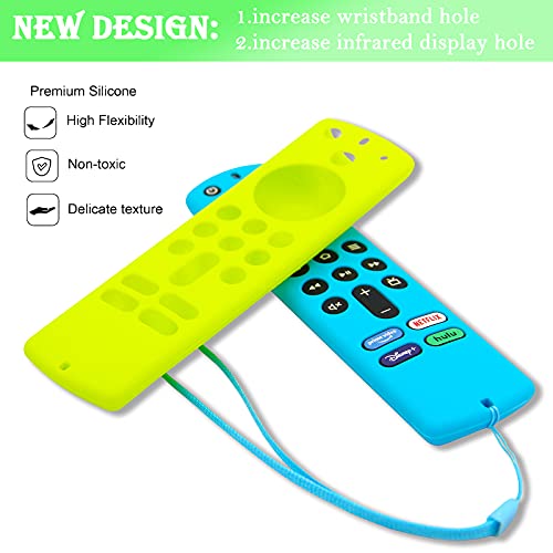 Pinowu Firestick - Funda para mando a distancia Firetv Stick (3ª generación), funda de silicona antideslizante a prueba de golpes con correa de muñeca para TV Stick 2021 (verde y turquesa)