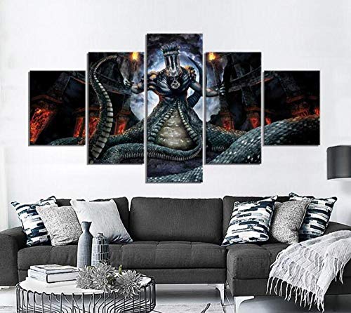 Pinturas Cuadro de 5 Piezas Dante'S Inferno Game Poster Pinturas Sala De Estar Decoración Del Hogar Arte De La Pared (Tamaño A) Sin Marco