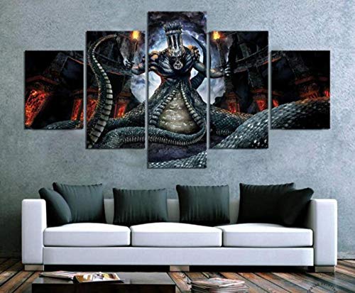 Pinturas Cuadro de 5 Piezas Dante'S Inferno Game Poster Pinturas Sala De Estar Decoración Del Hogar Arte De La Pared (Tamaño A) Sin Marco