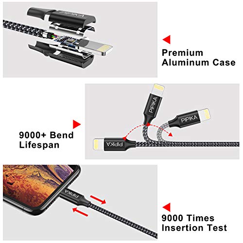 PIPIKA Cable Cargador iPhone, [2pack 1.8M] MFI Cable Lightning Carga Rápida Trenzado de Nylon Cargador iPhone Compatible con iPhone 12 Mini/12 Pro Max/11/11 Pro MAX/XR/XS/X/8 Plus/7/6s/6 Plus/5s /5/SE