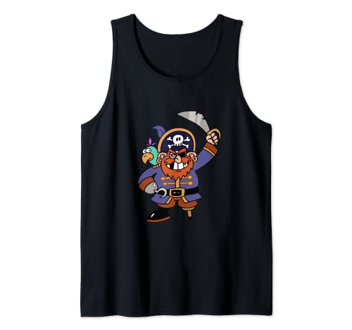 Pirata Ahoy Avast ye! Disfraz de calavera y huesos Ahoy Halloween Camiseta sin Mangas