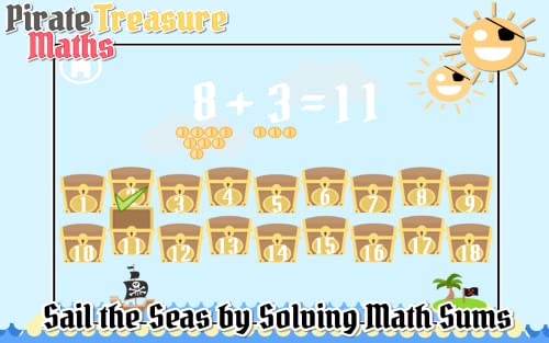 Pirate Treasure Maths – Fun addition learning game for kids aged 3 to 9 years old