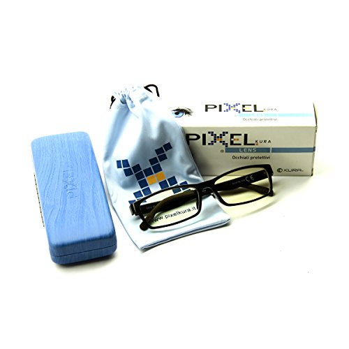 Pixel Lens Class Gafas para Ordenador, TV, Tablet,Gaming. contra EL CANSANCIO Ocular, Confort Visual, Montura Ligera, CERTIFICADA LUZ Azul - 41% Y UV -100% EN LA Universidad DE TURÍN (+1.50, Black)
