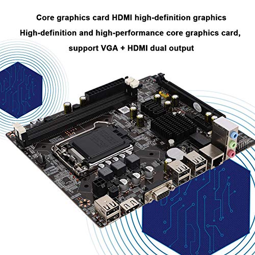 Placa Base DDR3 1600 LGA 1150 con HDMI SATA 2.0 USB 2.0, Placa Base SATA 2.0, Compatible con Salida Dual VGA + HDMI, Memoria de Escritorio DDR3 Placa Base 1066/1333/1600