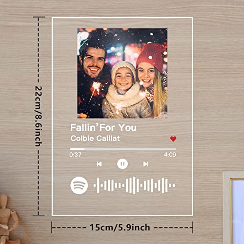 Placa de Arte de Cristal Personalizada de Spotify, Placa de canción Personalizada, Placa de canción Transparente, diseño de Spotify Personalizado para Amantes de la música