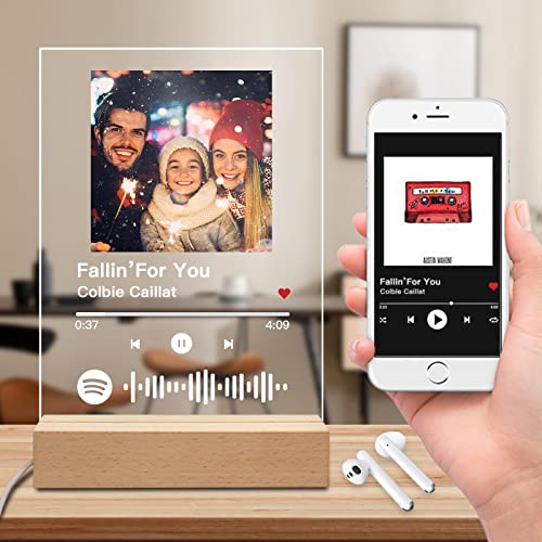 Placa de Arte de Cristal Personalizada de Spotify, Placa de canción Personalizada, Placa de canción Transparente, diseño de Spotify Personalizado para Amantes de la música