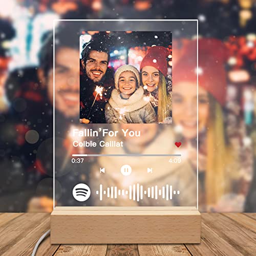 Placa de Arte de Cristal Personalizada de Spotify, Placa de canción Personalizada, Placa de canción Transparente, diseño de Spotify Personalizado para Amantes de la música