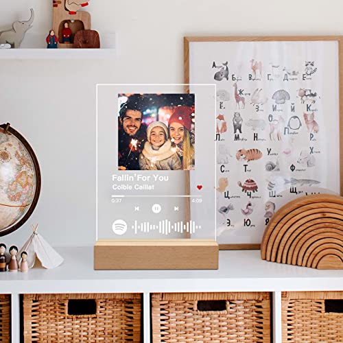 Placa de Arte de Cristal Personalizada de Spotify, Placa de canción Personalizada, Placa de canción Transparente, diseño de Spotify Personalizado para Amantes de la música