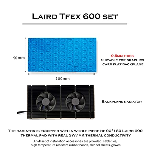 Placa posterior de la GPU, radiador, tarjeta gráfica, placa posterior, enfriador de memoria, ventilador PWM doble, disipador de calor VRAM para RTX 3090 3080 3070, almohadilla de 0,5 mm 700