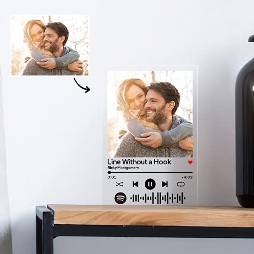 Placa Spotify Foto Personalizada | Cristal Spotify Cancion Personalizada | Arte de Vidrio Metacrilato Tablero Musical Personalizado| Regalos Personalizados para Novio Novia 4.7"x 7.1"