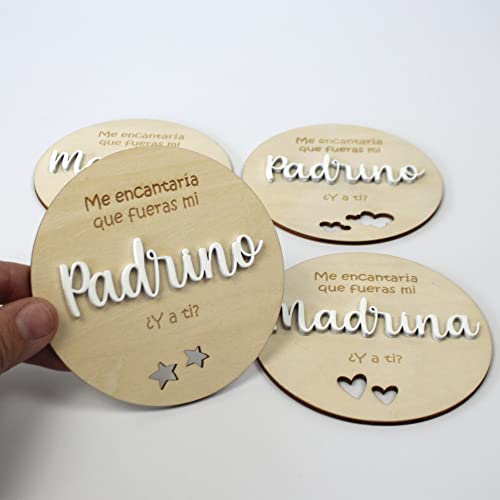 Placas para anunciar embarazo, anuncio madrina padrino bautizo, anuncio bebé bautismo quieres ser mi madrina / padrino regalos bebé SET 2 placas