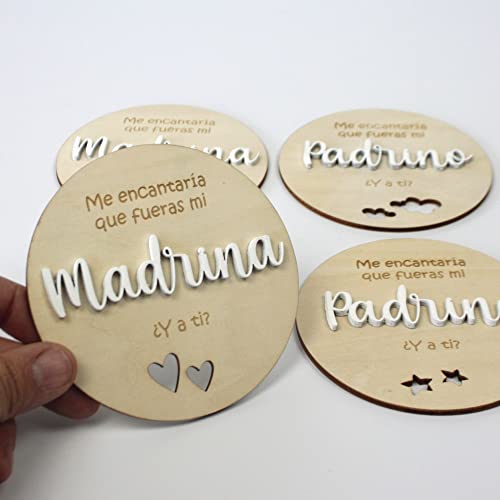 Placas para anunciar embarazo, anuncio madrina padrino bautizo, anuncio bebé bautismo quieres ser mi madrina / padrino regalos bebé SET 2 placas