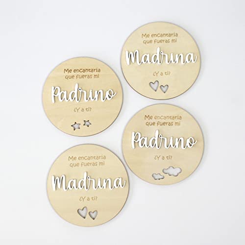 Placas para anunciar embarazo, anuncio madrina padrino bautizo, anuncio bebé bautismo quieres ser mi madrina / padrino regalos bebé SET 2 placas