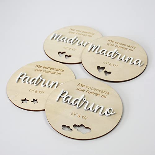 Placas para anunciar embarazo, anuncio madrina padrino bautizo, anuncio bebé bautismo quieres ser mi madrina / padrino regalos bebé SET 2 placas