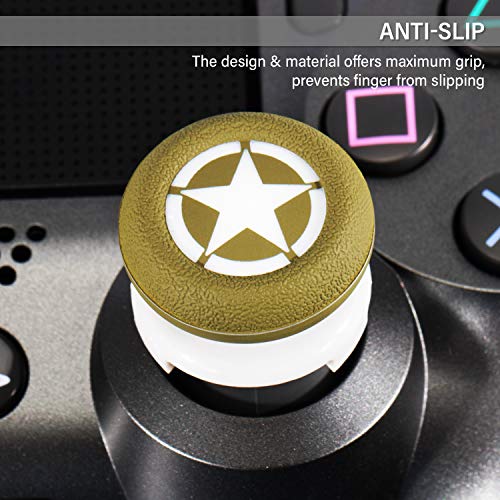 Playrealm FPS Thumbstick Grip Agarres para el Pulgar Extensor Y Impresión Caucho Silicona Apretón Cubrir 2 juegos para PS4 (Ejército estadounidense De La Segunda Guerra Mundial)
