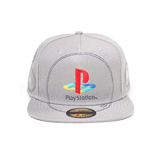 Playstation Embroidered Logo Snapback Baseball Cap Gorra de béisbol, Gris (Grey Grey), Talla Única (Talla del Fabricante: Adjustable) Unisex Adulto