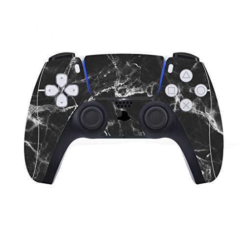 PlayVital Pegatina Completa para PS5 Edición Normal Calcomanía Vinilo para Playstation 5 Consola&Control&Estación de Recarga&Control Remoto&Audífonos Adhesivo Piel para PS5-Mármol Negro Blanco
