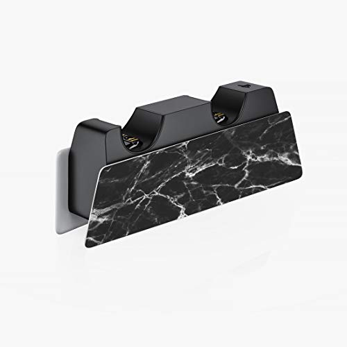 PlayVital Pegatina Completa para PS5 Edición Normal Calcomanía Vinilo para Playstation 5 Consola&Control&Estación de Recarga&Control Remoto&Audífonos Adhesivo Piel para PS5-Mármol Negro Blanco