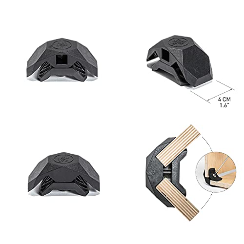 PlayWood, Kit de 24 conectores ángulo 90°, abrazaderas de fijación variable, sólidas, duraderas y reutilizables. Ideal para el bricolaje, creando estanterías modulares en madera. Color Negro