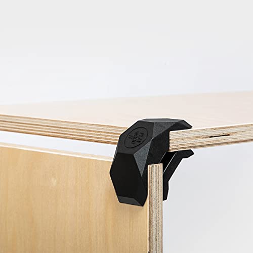 PlayWood, Kit de 24 conectores ángulo 90°, abrazaderas de fijación variable, sólidas, duraderas y reutilizables. Ideal para el bricolaje, creando estanterías modulares en madera. Color Negro