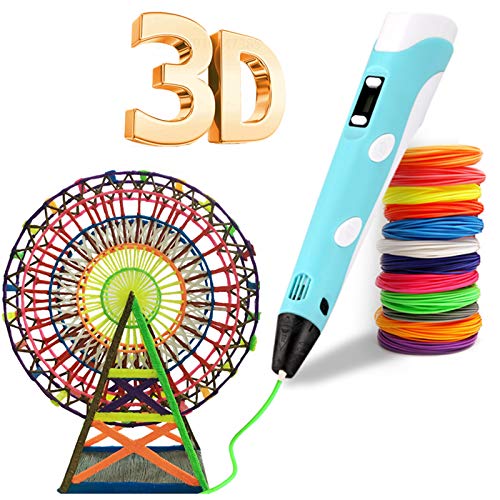 Pluma 3D, Bolígrafo 3D Pluma de Impresión 3D con 12 colores de filamento PLA, compatible con PLA y ABS, Pantalla LCD, 3D Pen Juguetes/Regalos para Niños