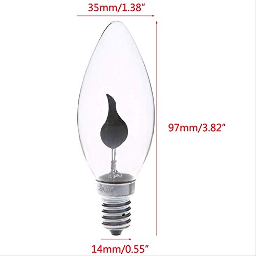 PMWLKJ E14 3w Edison Filament Candle Flicker Light Bulb Fire Flame Tail/con punta Retro Decor Lamp Low Power 97x35x14mm rojo
