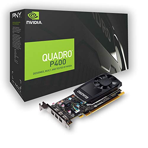 PNY Tarjeta gráfica profesional Quadro P400 DVI 2GB GDDR5 PCI Express 3.0 x16, una ranura, 3x Mini-DisplayPort, soporte 5K, ventilador activo ultra silencioso