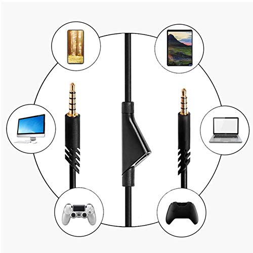 POHOVE Auriculares Recambio Cable para Astro A10 A40 Juegos Audio Cable, 3.5mm Audio Accesorios Audio Aux Cable en Línea Silencio Control Volumen Audio Cable - Negro, 2m/78.74inch