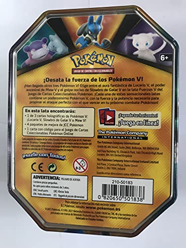 Pokèmon, 1 Lata Castellano Modelos Surtidos recibe una al Azar. (Lucario V,Mew V o Slowbro de Galar V