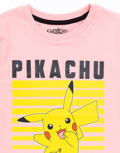 Pokemon Camiseta Chicas niños Pikachu Personaje Juego de Manga Corta Rosa Top 11-12 años