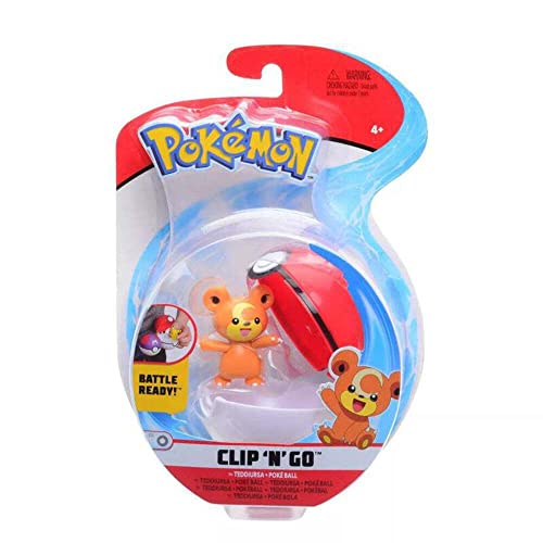 Pokémon Clip 'N' Go Teddiursa y Pokéball - Contiene 1 Figura de 5 cm y 1 Poké Ball - Nueva Ola 2021 - Licencia Oficial