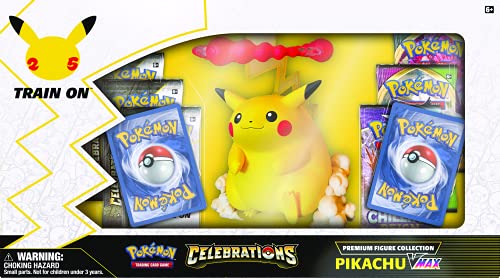 Pokémon, colección de Figura Premium de Celebraciones Pikachu VMAX (25 Aniversario), Juego de Cartas para 2 Jugadores a Partir de 6 años, más de 10 Minutos de Tiempo de Juego