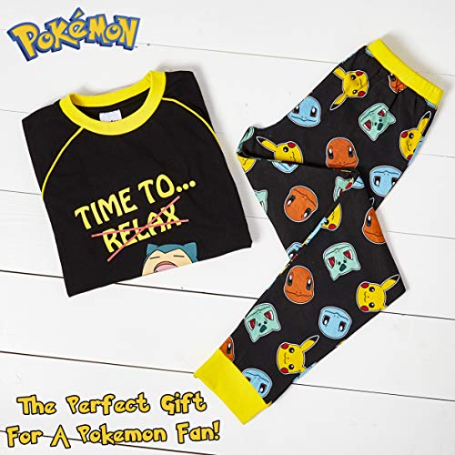Pokemon Pijama para Niños, Pijamas de Manga Larga De Pikachu con Camiseta Snorlax, Ropa de Dormir Niño, Pijama Infantil, Regalos Originales para Niños (7-8 años)