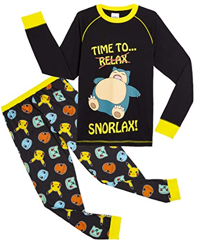 Pokemon Pijama para Niños, Pijamas de Manga Larga De Pikachu con Camiseta Snorlax, Ropa de Dormir Niño, Pijama Infantil, Regalos Originales para Niños (11-12 años)