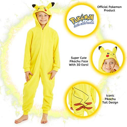 Pokemon Pikachu Pijama Entero para Niños de Una Pieza 4-14 Años (7-8 años)