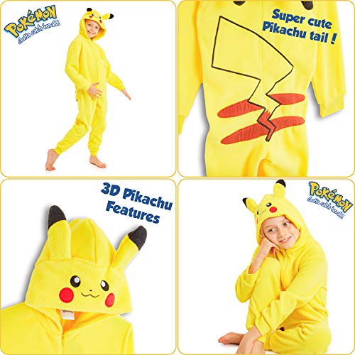 Pokemon Pikachu Pijama Entero para Niños de Una Pieza 4-14 Años (7-8 años)